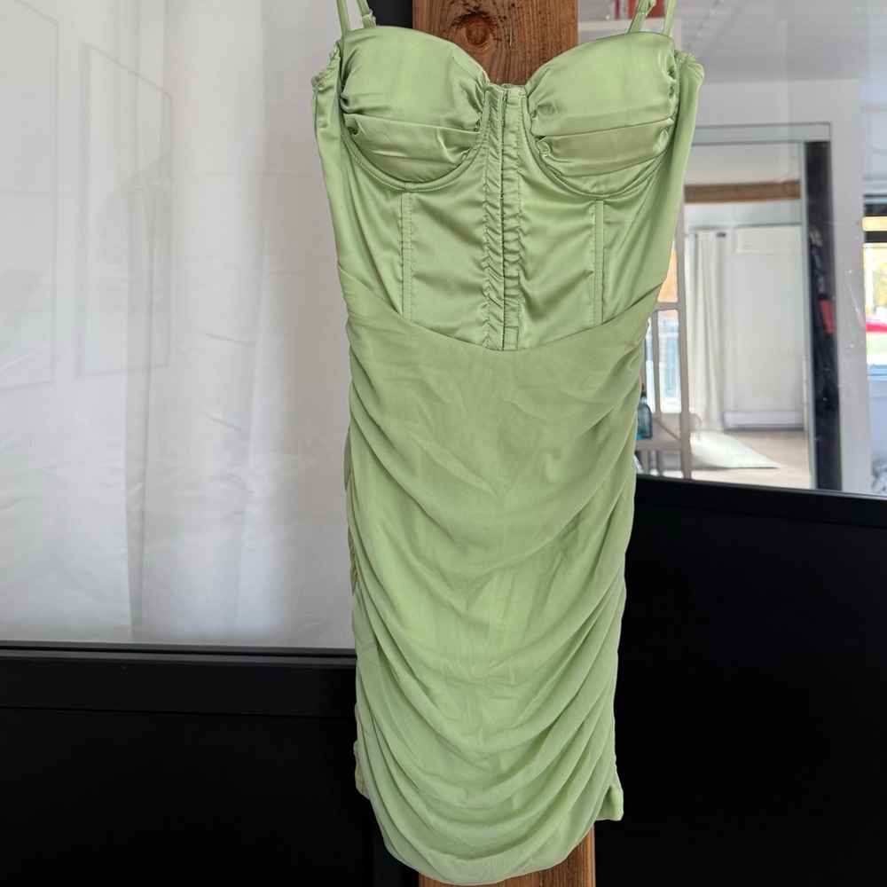 Elegant Green Ruched Dress